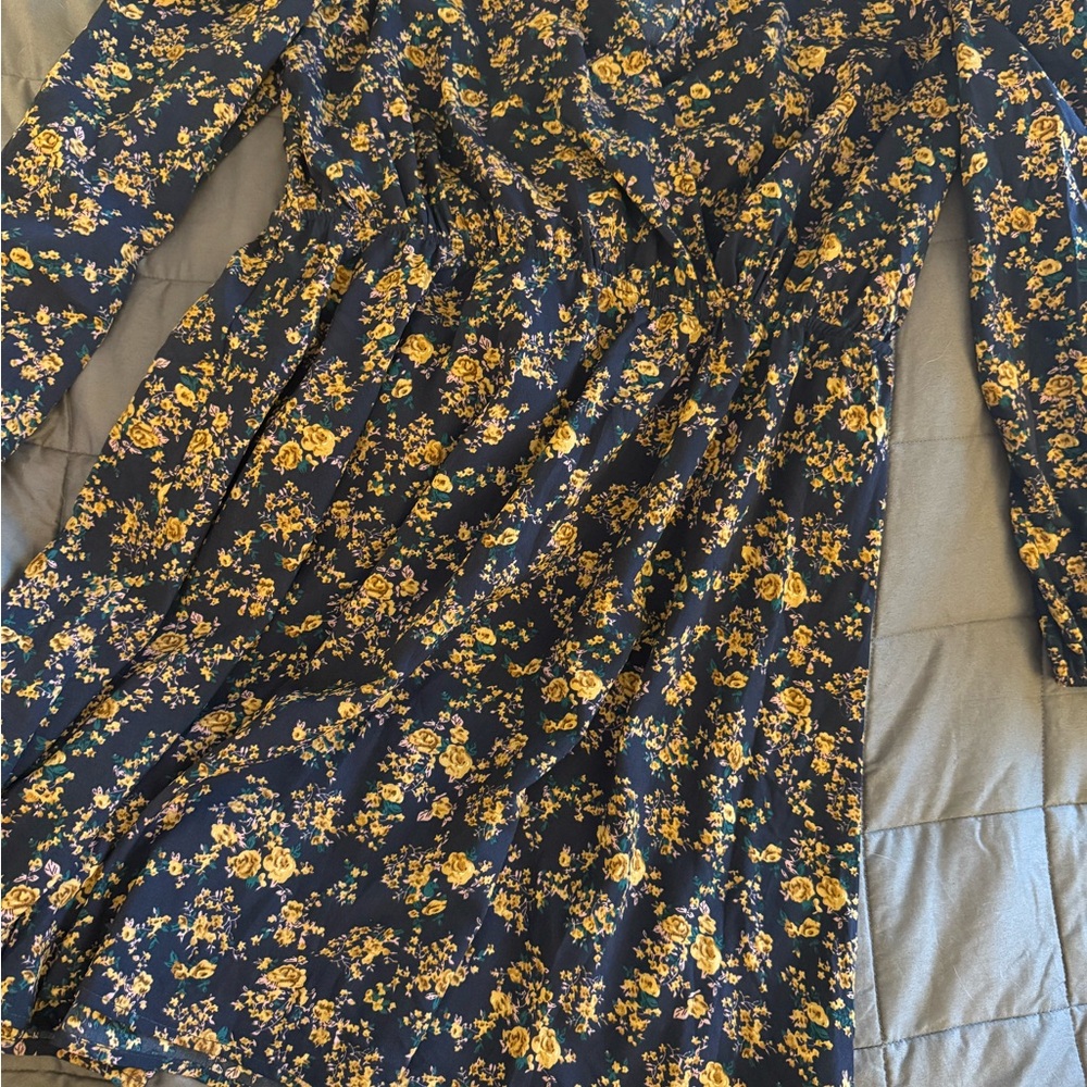 Navy Floral Print Blouse